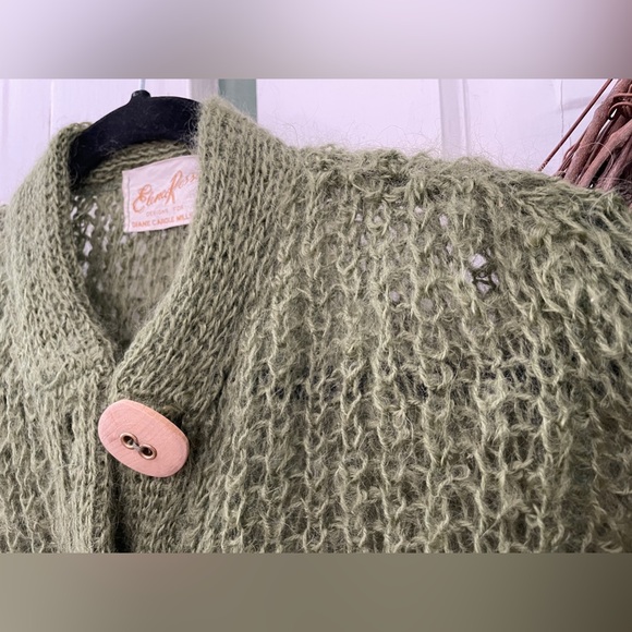Elena Rossi Designs for Diane Carole Mills NY Vintage Green Cardigan Size Medium - Picture 9 of 11